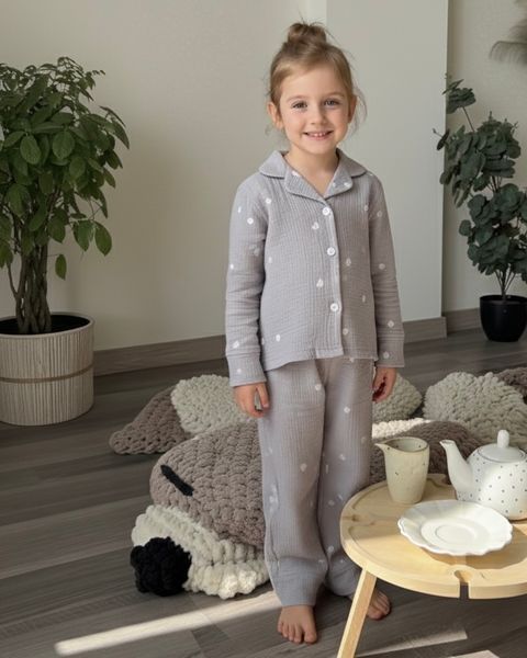 Пижама из муслина для девочек &laquo;Уютные сердца&raquo;, COSY M110P5453 фото