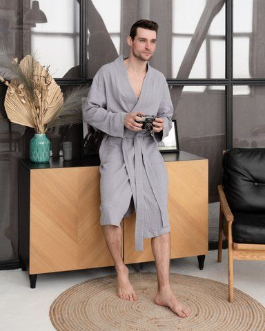 Мужской халат из фактурного муслина Duna, COSY M60 фото